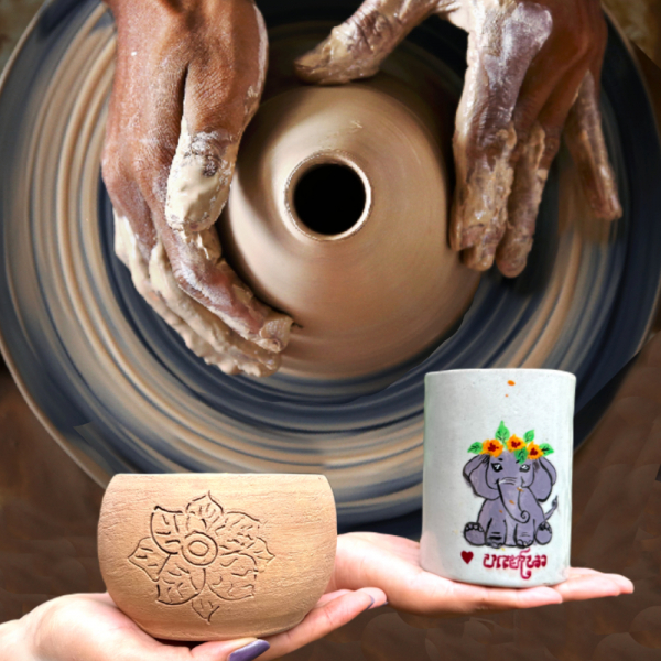 Pottery Wheel and Art on Mugs - Siem Reap - Khmer Ceramics